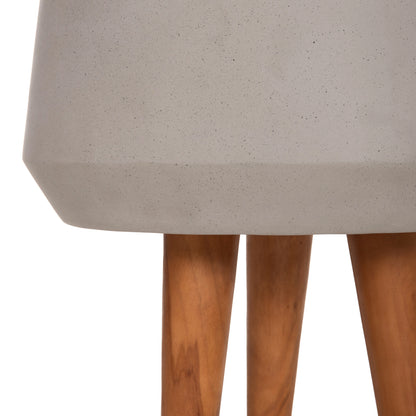 Indoor Pot Quan Hm4680.03m Fiber Cement In Grey--teak Base Φ35x50hcm