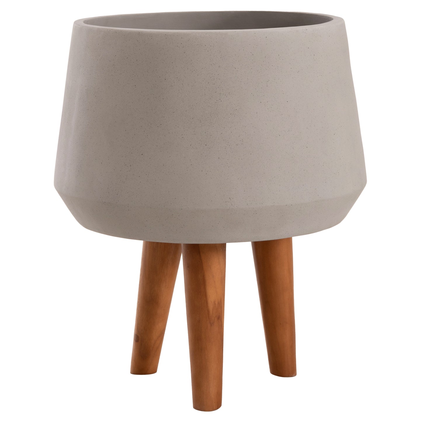 Indoor Pot Quan Hm4680.03m Fiber Cement In Grey--teak Base Φ35x50hcm