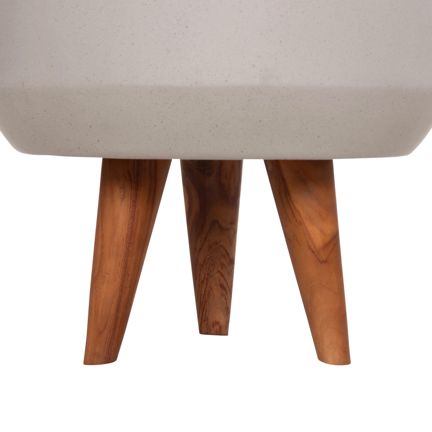 Indoor Pot Quan Hm4680.03s Fiber Cement In Grey--teak Base Φ37x36hcm