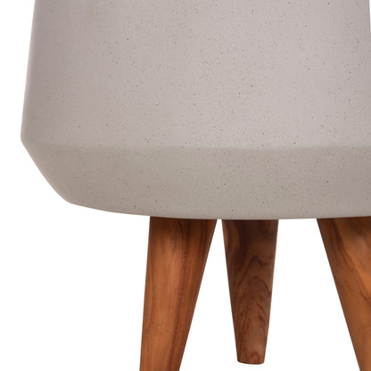 Indoor Pot Quan Hm4680.03s Fiber Cement In Grey--teak Base Φ37x36hcm