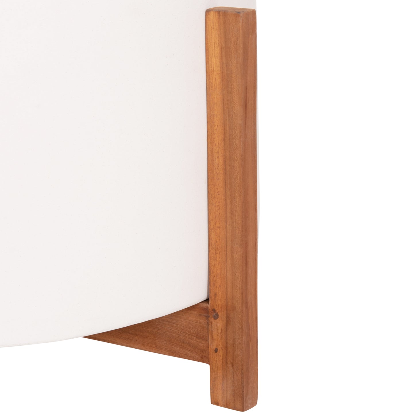 Indoor Pot Hoff Hm4682.02l Fiber Cement In White Color--teak Base Φ50x35hcm