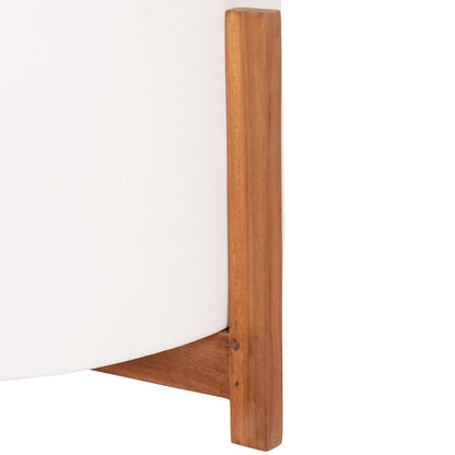 Indoor Pot Hoff Hm4682.02l Fiber Cement In White Color--teak Base Φ50x35hcm