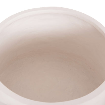 Indoor Pot Hoff Hm4682.02l Fiber Cement In White Color--teak Base Φ50x35hcm