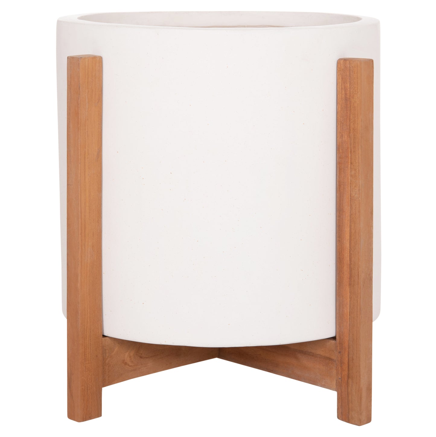 Indoor Pot Hoff Hm4682.02m Fiber Cement In White--teak Base Φ40x39hcm