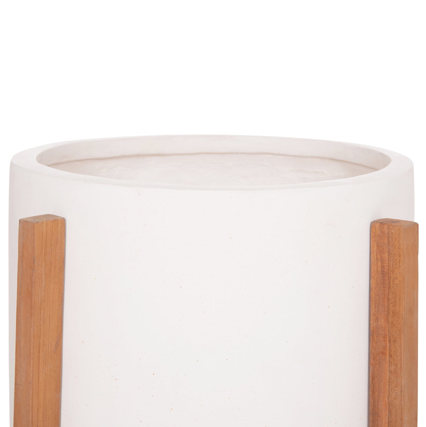 Indoor Pot Hoff Hm4682.02m Fiber Cement In White--teak Base Φ40x39hcm