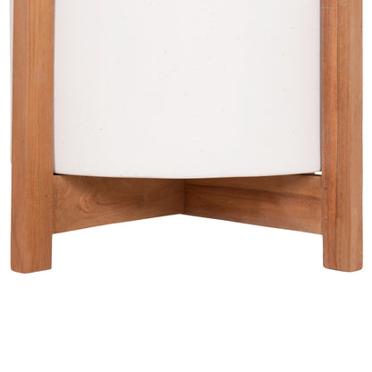 Indoor Pot Hoff Hm4682.02m Fiber Cement In White--teak Base Φ40x39hcm