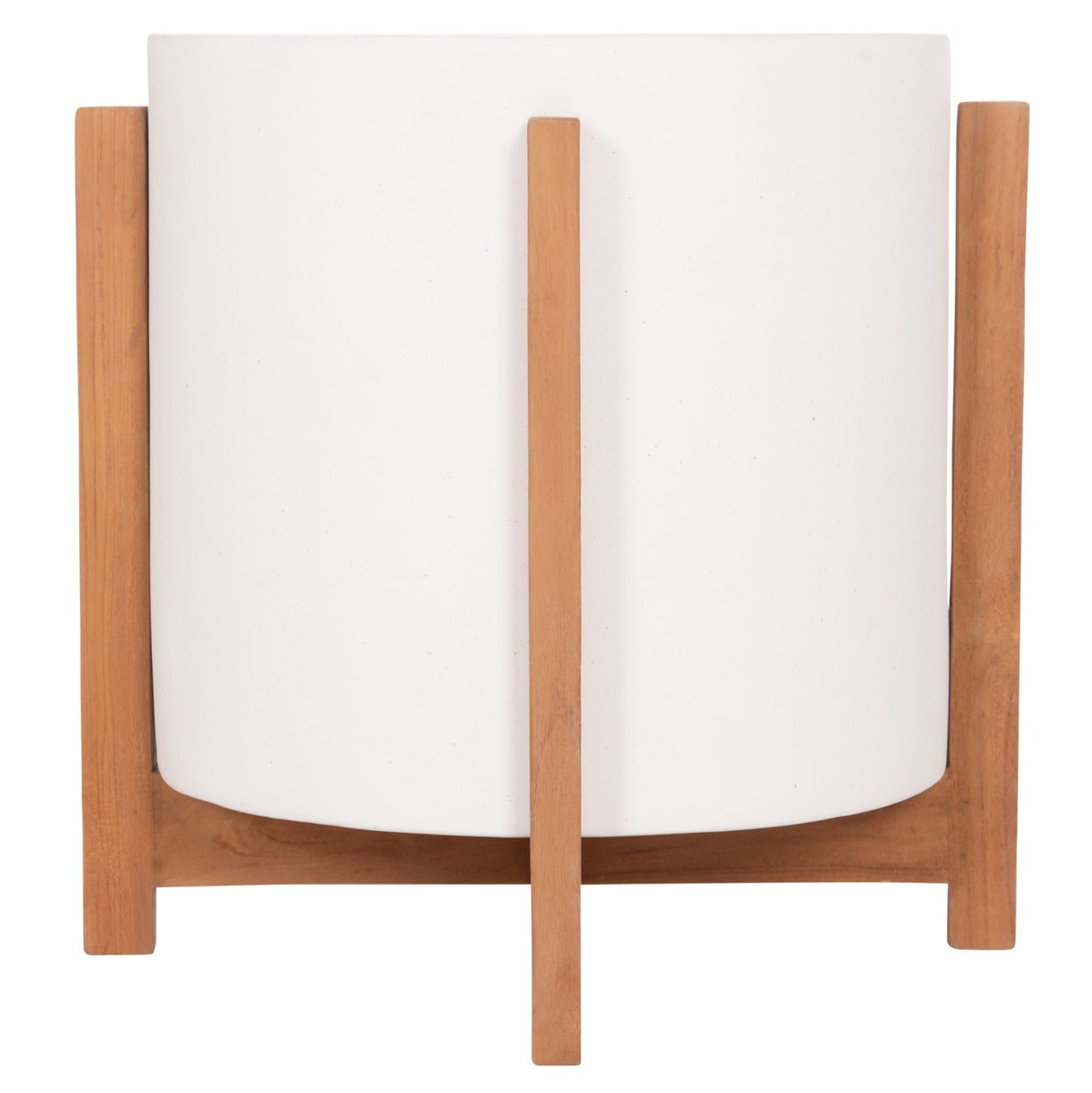 Indoor Pot Hoff Hm4682.02m Fiber Cement In White--teak Base Φ40x39hcm