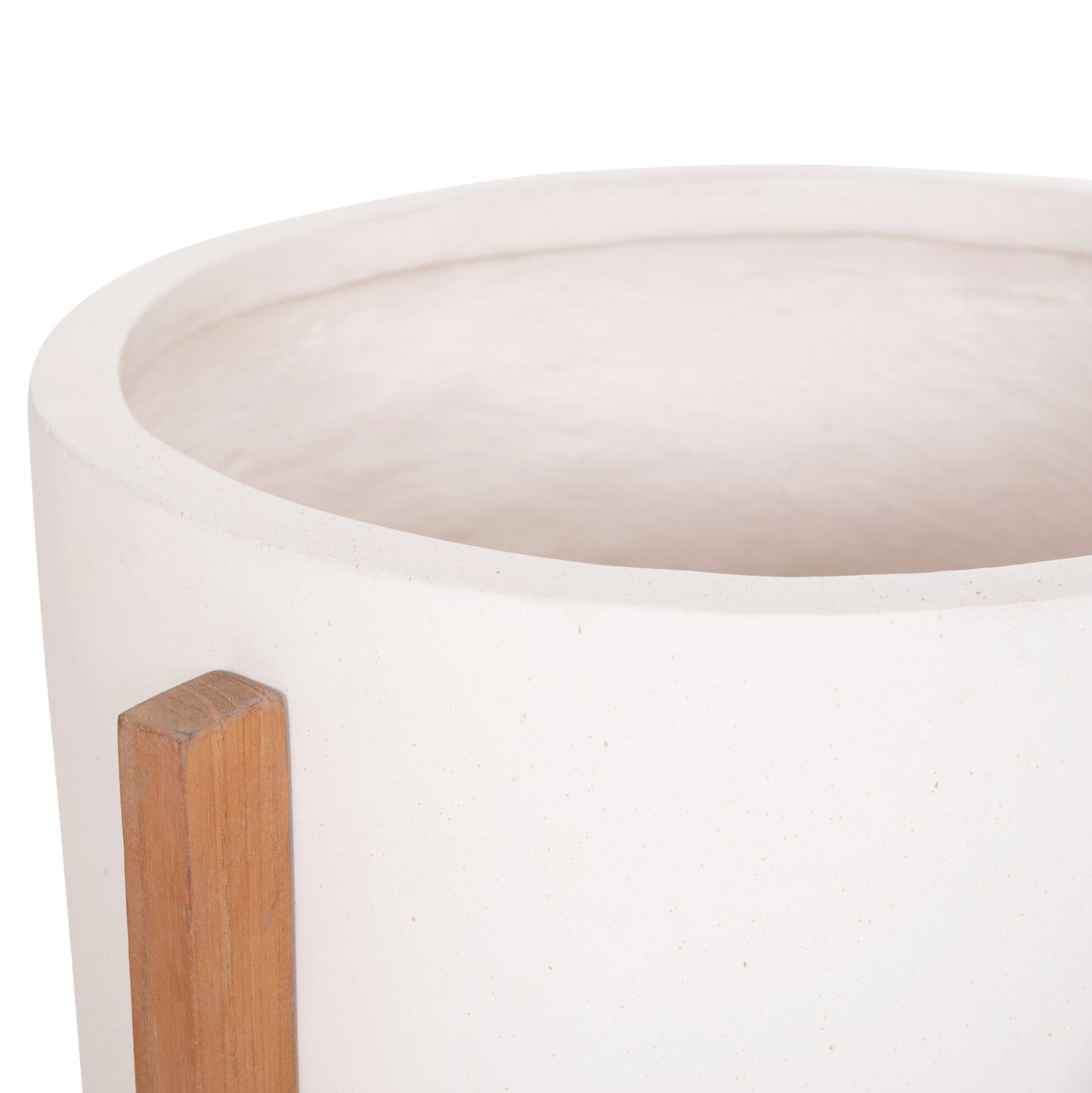 Indoor Pot Hoff Hm4682.02m Fiber Cement In White--teak Base Φ40x39hcm