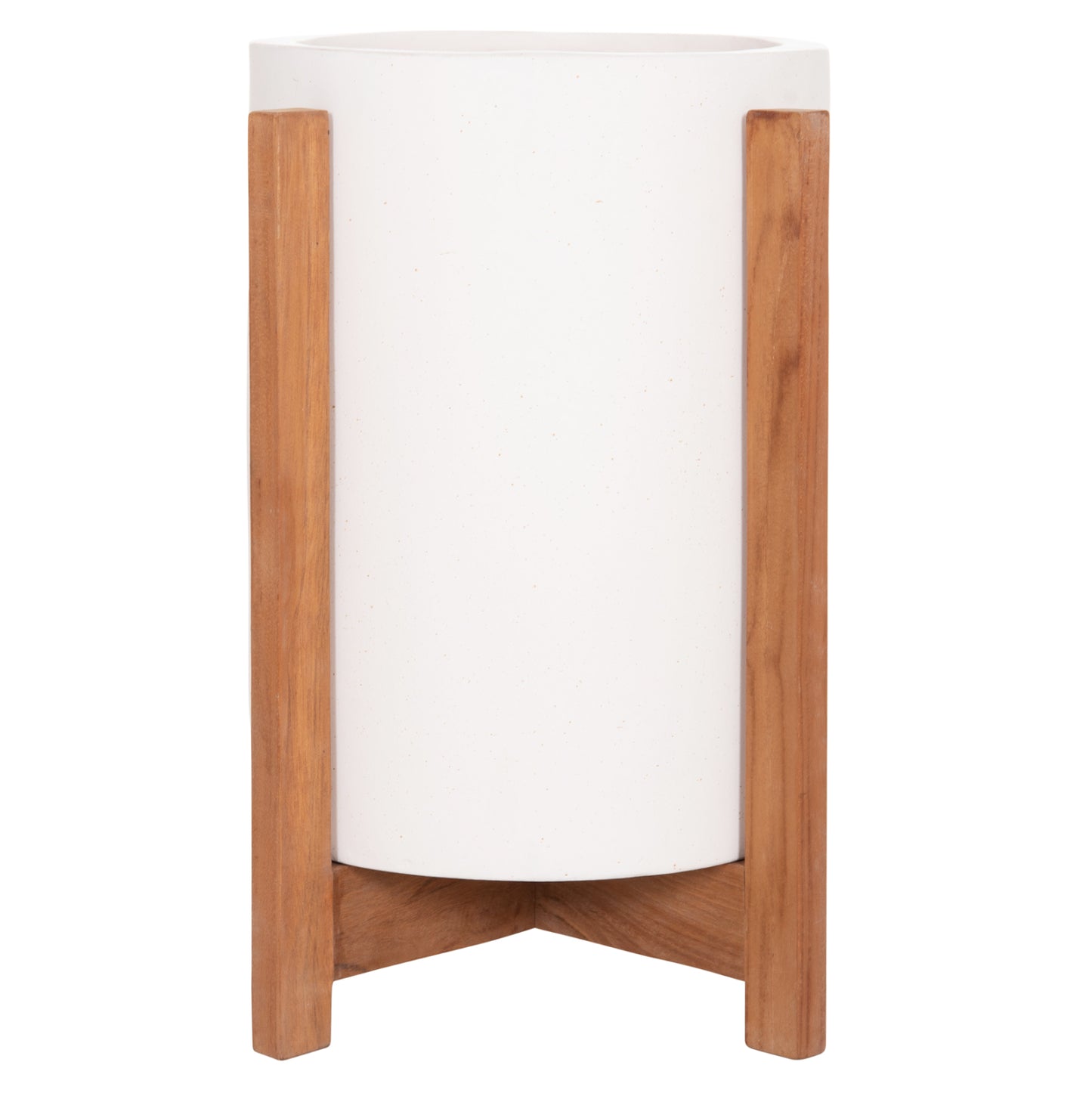 Indoor Pot Hoff Hm4682.02s Fiber Cement In White--teak Base Φ33x42hcm