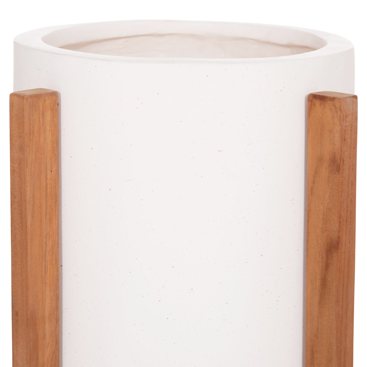 Indoor Pot Hoff Hm4682.02s Fiber Cement In White--teak Base Φ33x42hcm