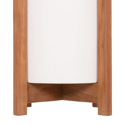 Indoor Pot Hoff Hm4682.02s Fiber Cement In White--teak Base Φ33x42hcm