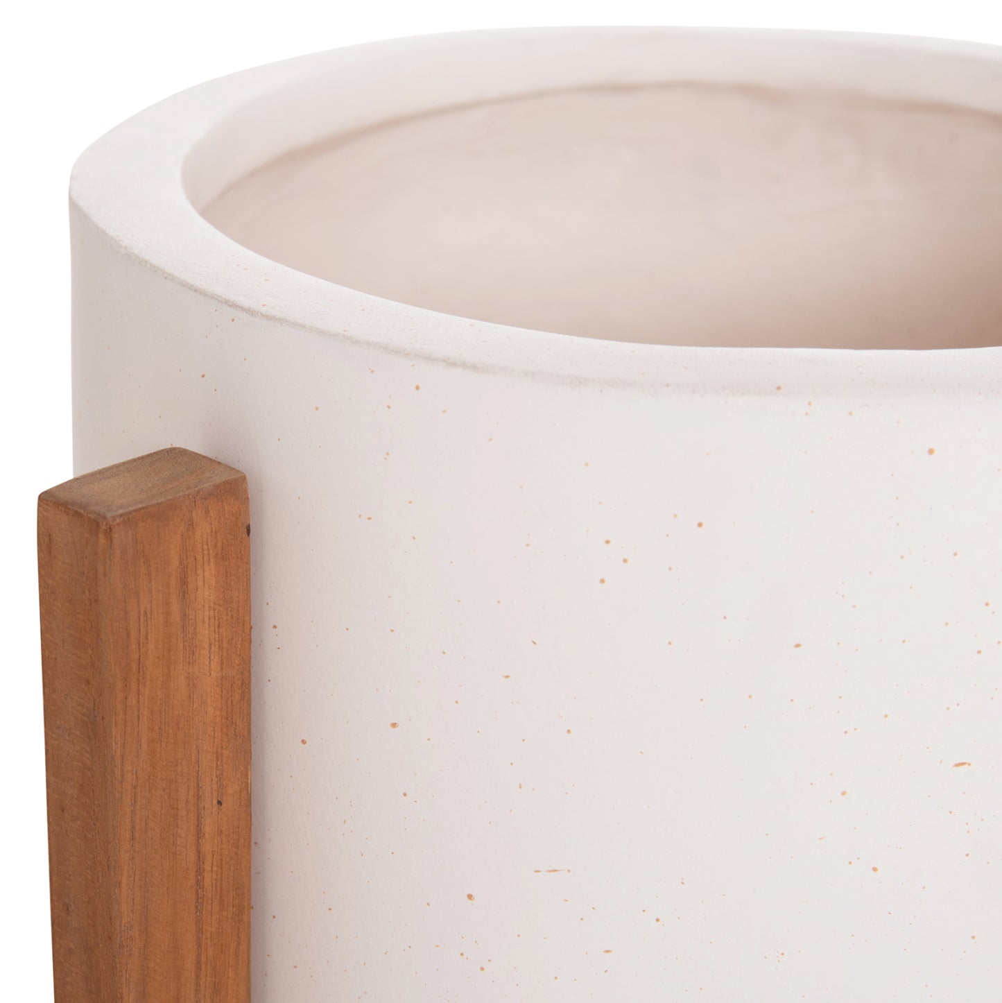 Indoor Pot Hoff Hm4682.02s Fiber Cement In White--teak Base Φ33x42hcm