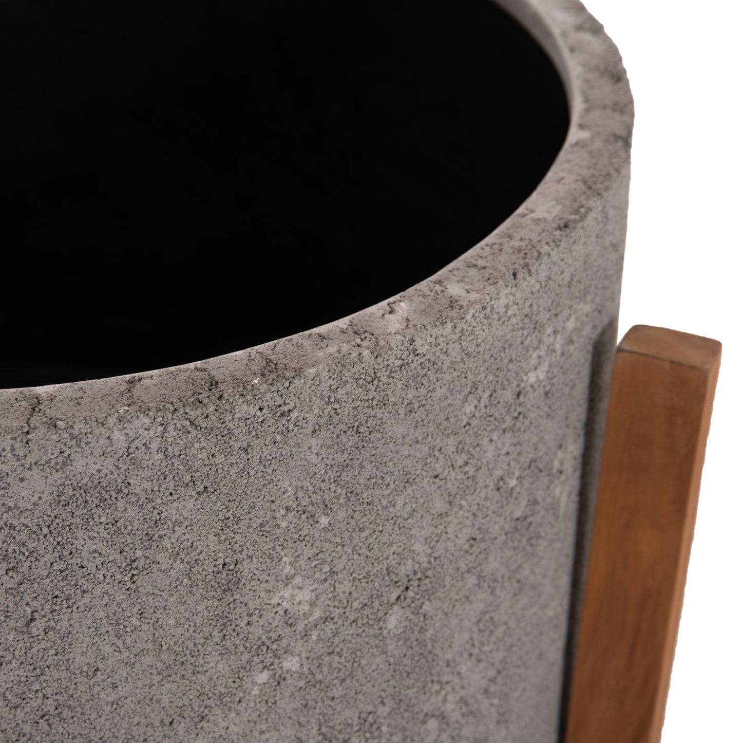 Indoor Pot Hoff Hm4682.03l Fiber Cement In Grey--teak Base Φ50x35hcm
