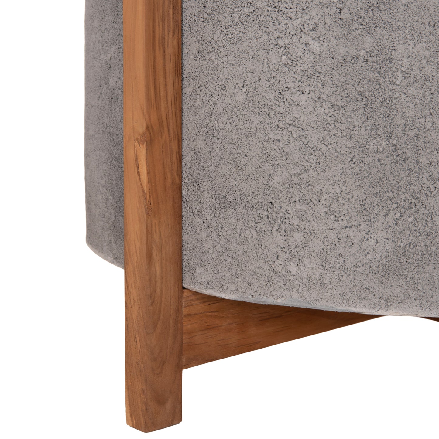 Indoor Pot Hoff Hm4682.03l Fiber Cement In Grey--teak Base Φ50x35hcm