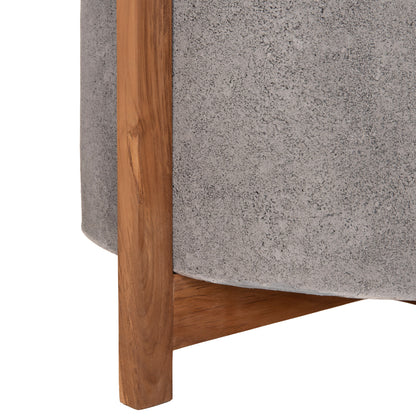 Indoor Pot Hoff Hm4682.03l Fiber Cement In Grey--teak Base Φ50x35hcm