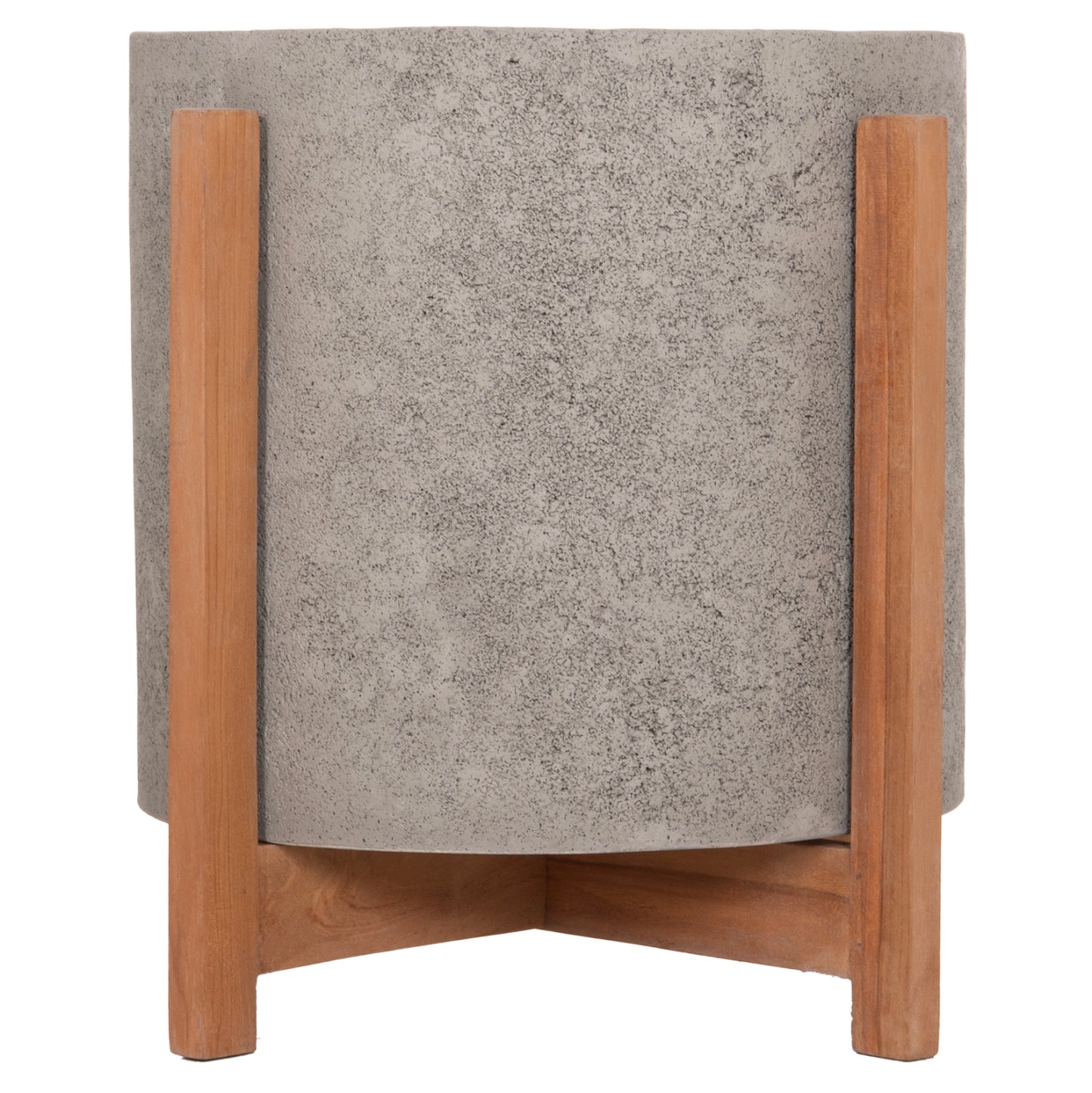 Indoor Pot Hoff Hm4682.03m Fiber Cement In Grey--teak Base Φ40x39hcm