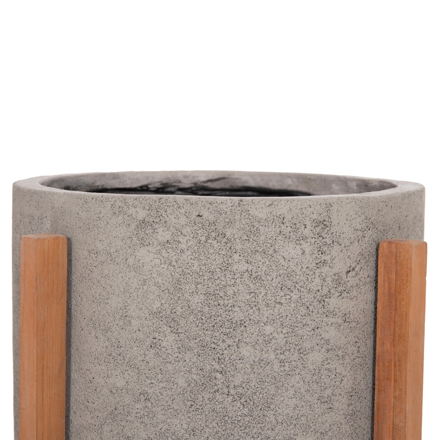 Indoor Pot Hoff Hm4682.03m Fiber Cement In Grey--teak Base Φ40x39hcm