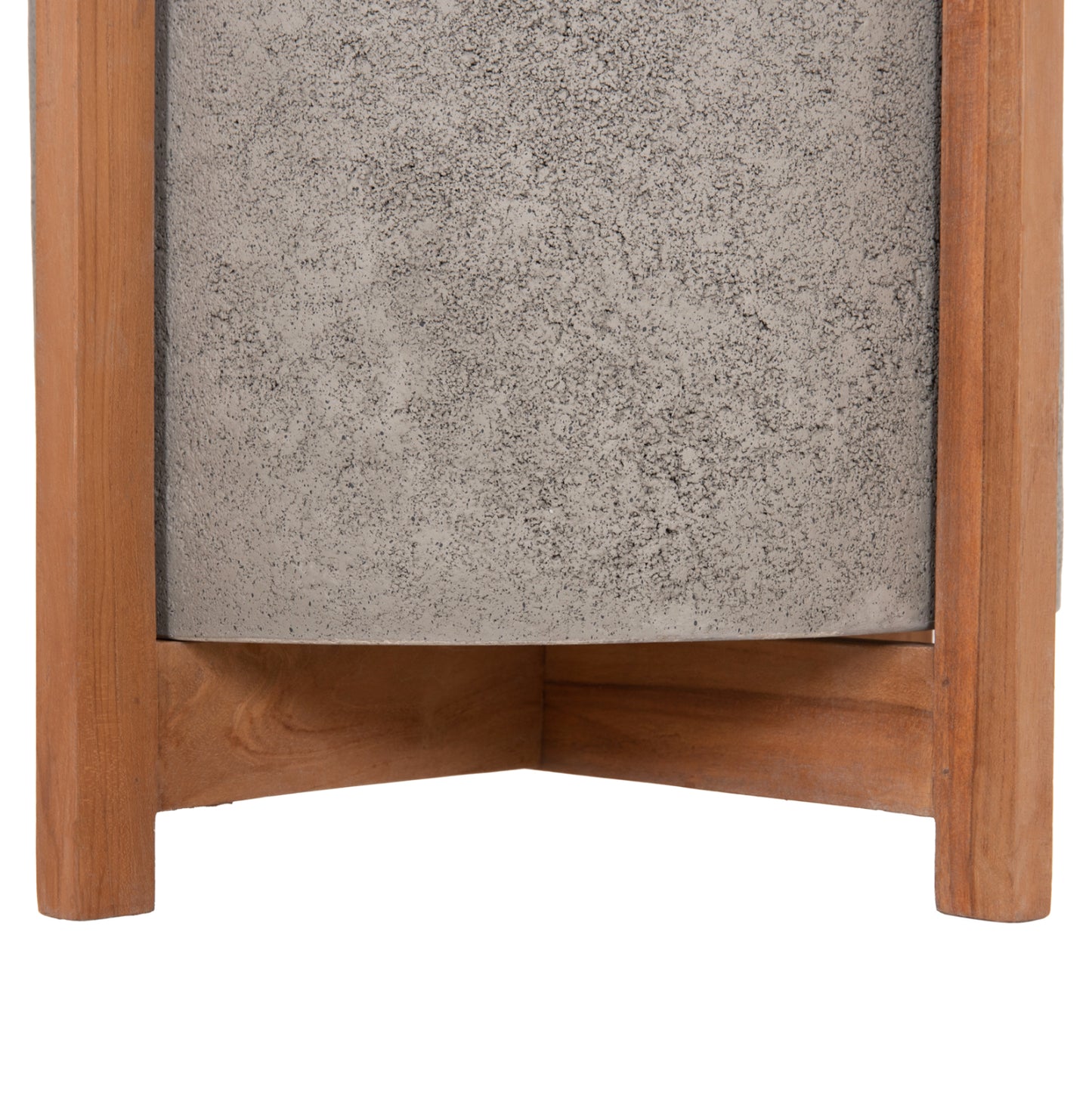 Indoor Pot Hoff Hm4682.03m Fiber Cement In Grey--teak Base Φ40x39hcm