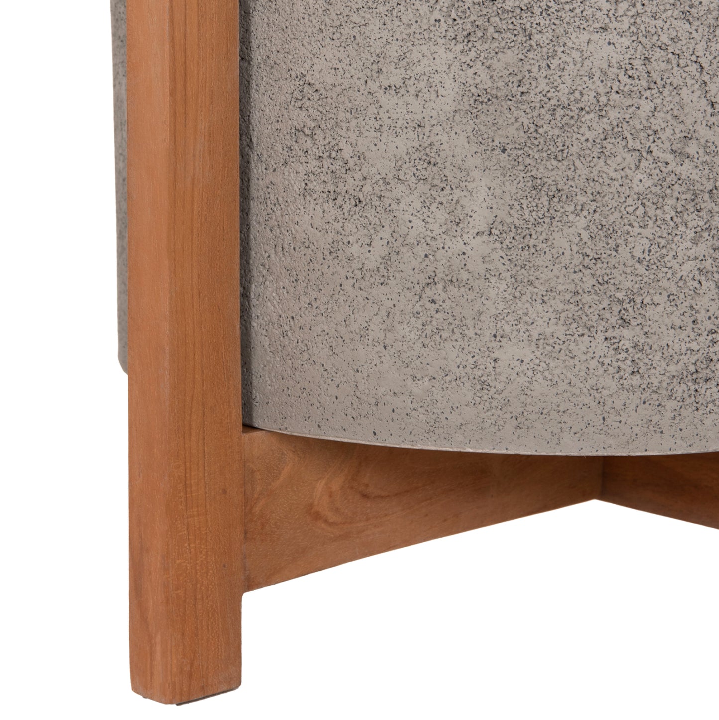 Indoor Pot Hoff Hm4682.03m Fiber Cement In Grey--teak Base Φ40x39hcm