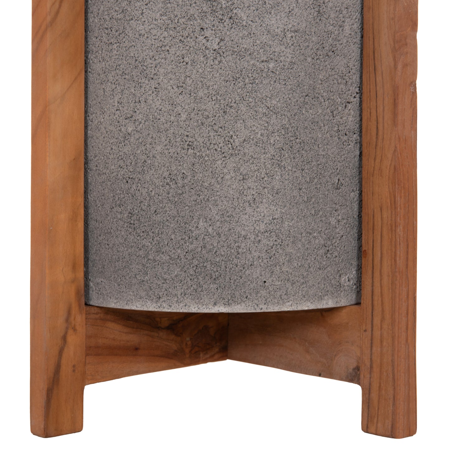 Indoor Pot Hoff Hm4682.03s Fiber Cement In Grey--teak Base Φ33x42hcm