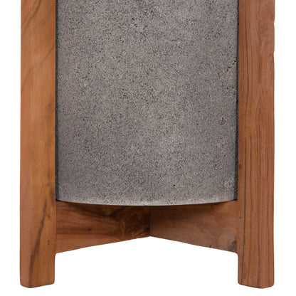 Indoor Pot Hoff Hm4682.03s Fiber Cement In Grey--teak Base Φ33x42hcm