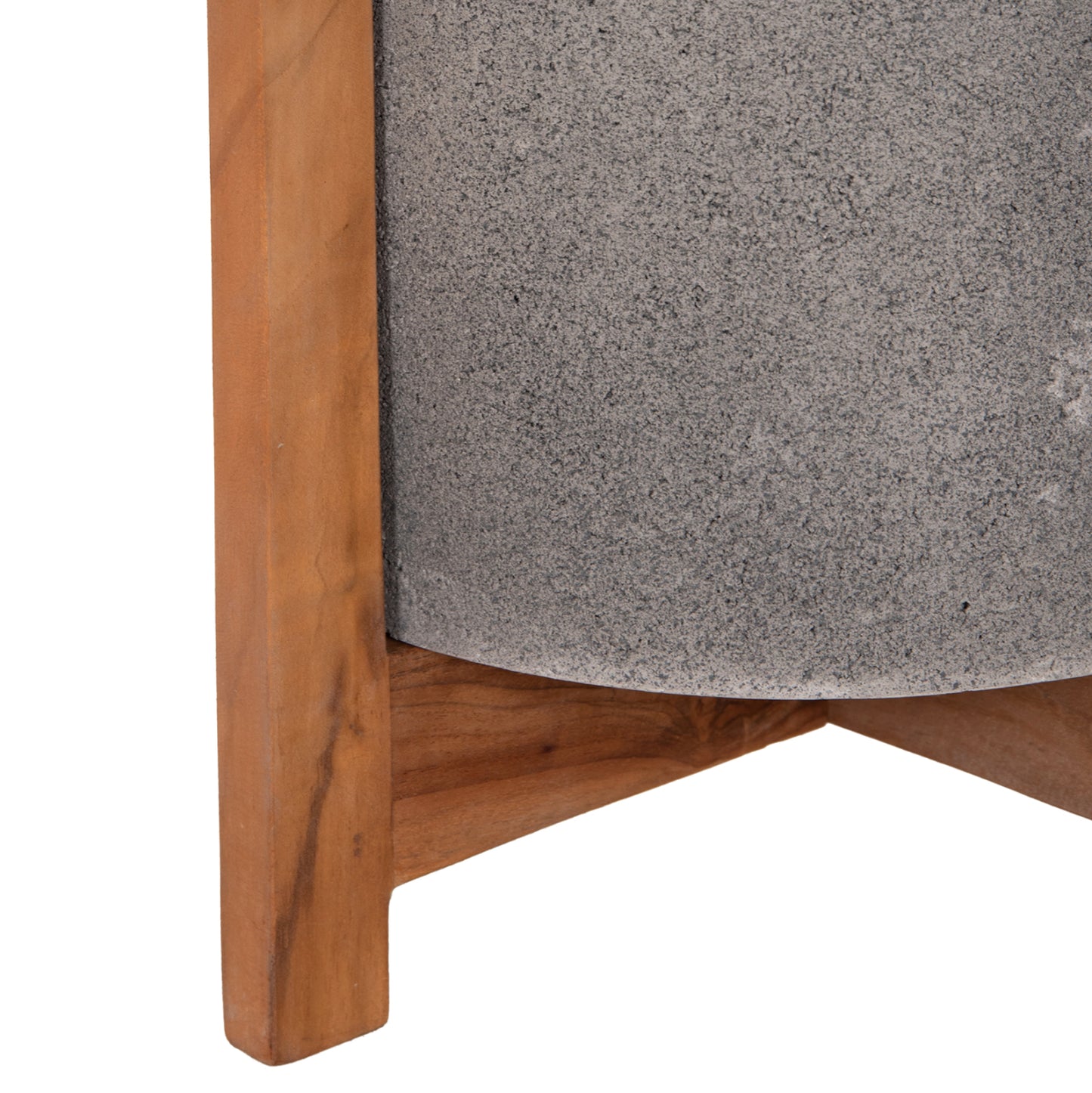 Indoor Pot Hoff Hm4682.03s Fiber Cement In Grey--teak Base Φ33x42hcm