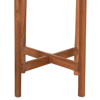 Indoor Pot Rentil Hm4684.03s Fiber Cement In Grey Color--teak Base Φ27x56hcm