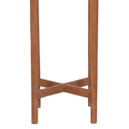 Indoor Pot Rentil Hm4684.08l Fiber Cement In Terracotta Color--teak Base Φ27x66hcm