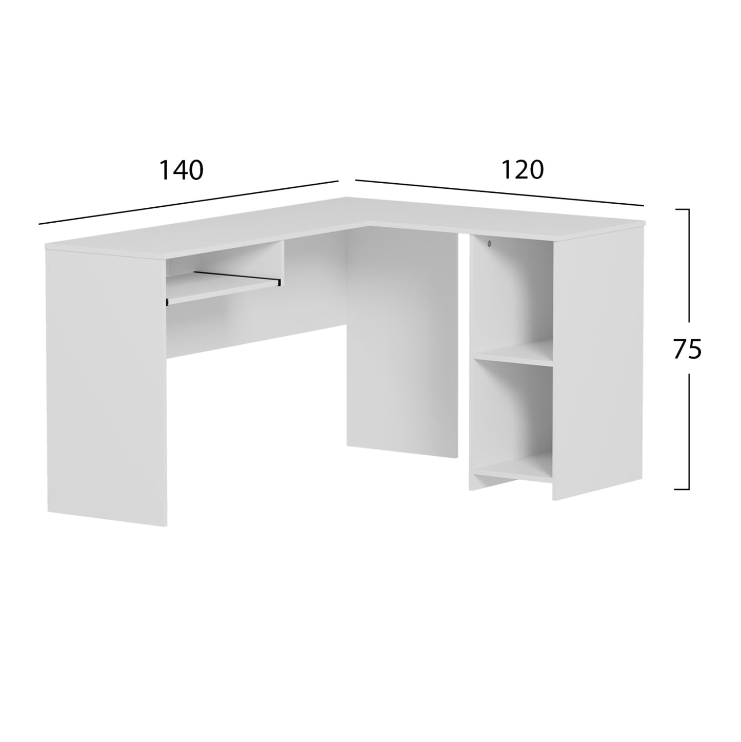 Corner Desk Shig Hm2135.03 Mdf In White 140x120x75hcm.