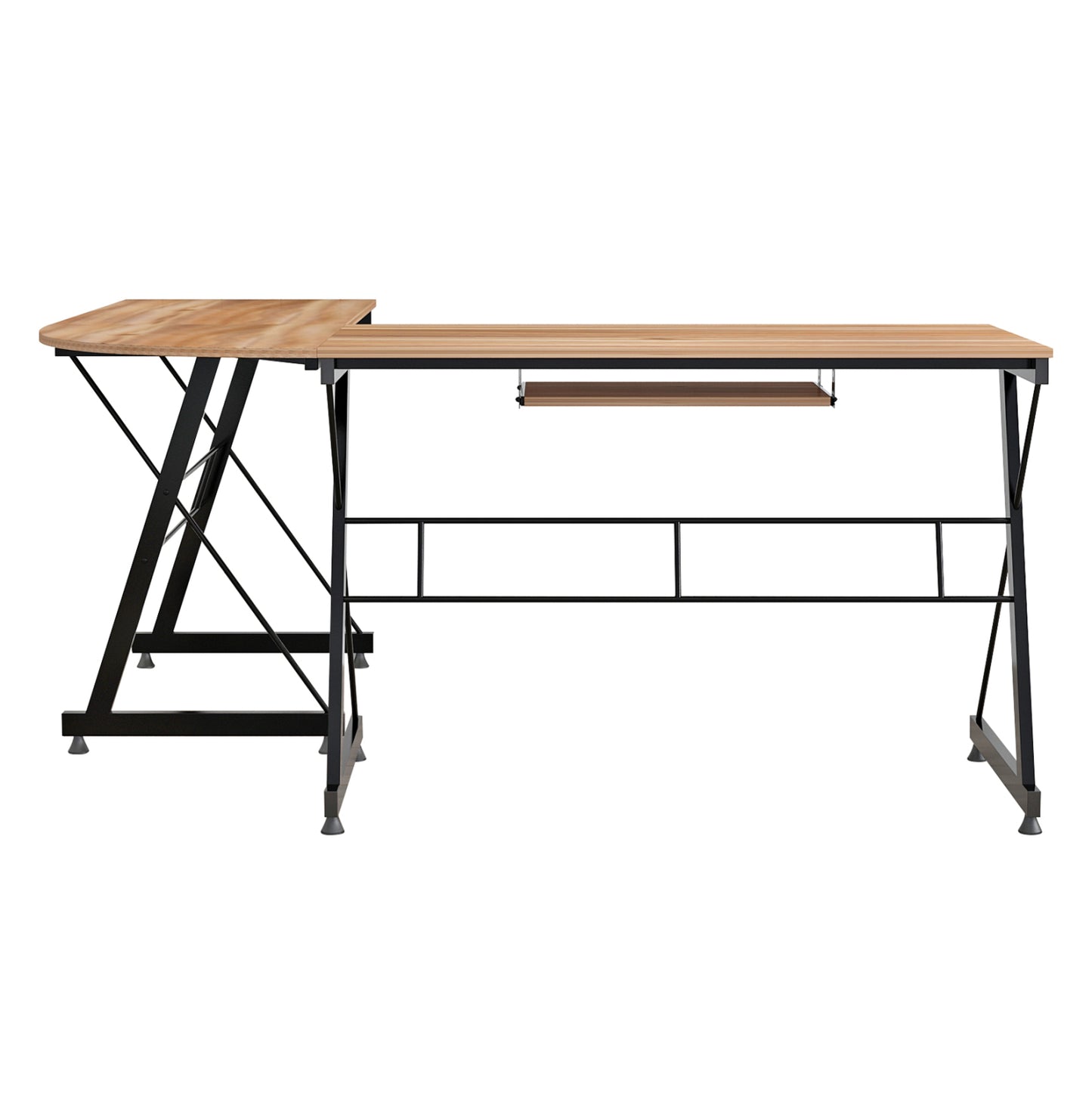 Corner Office Walnut Surface With Metal Frame Hm2127.02 158Χ120Χ74cm.