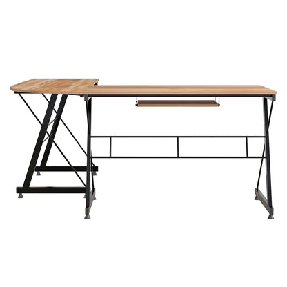 Corner Office Walnut Surface With Metal Frame Hm2127.02 158Χ120Χ74cm.