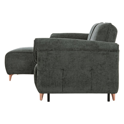 Corner Reversible Sofa-bed Mailo Hm6071.03 Green Fabric-metal Legs 300x145x80hcm.