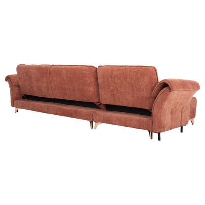 Corner Reversible Sofa-bed Mailo Hm6071.04 Orange Fabric-metal Legs 300x150x80hcm.