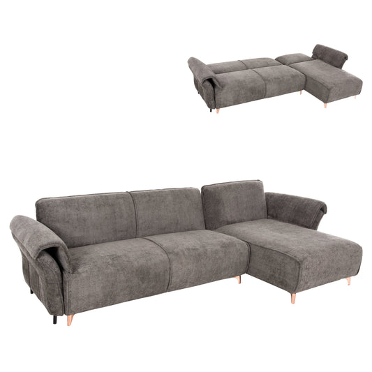 Corner Reversible Sofa-bed Mailo Hm6071.02 Dark Grey Fabric-metal Legs 300x145x80hcm.