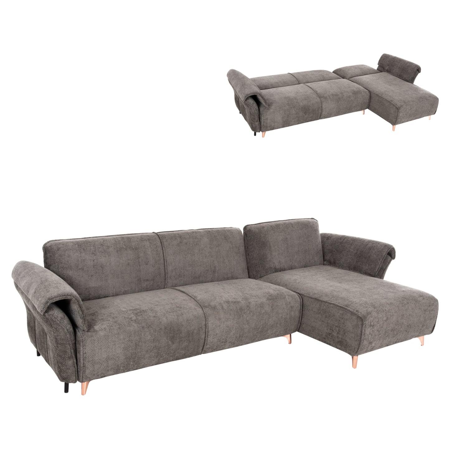 Corner Reversible Sofa-bed Mailo Hm6071.02 Dark Grey Fabric-metal Legs 300x145x80hcm.