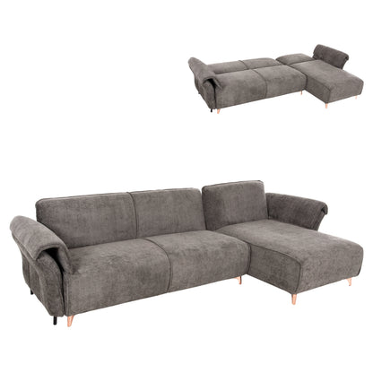 Corner Reversible Sofa-bed Mailo Hm6071.02 Dark Grey Fabric-metal Legs 300x145x80hcm.