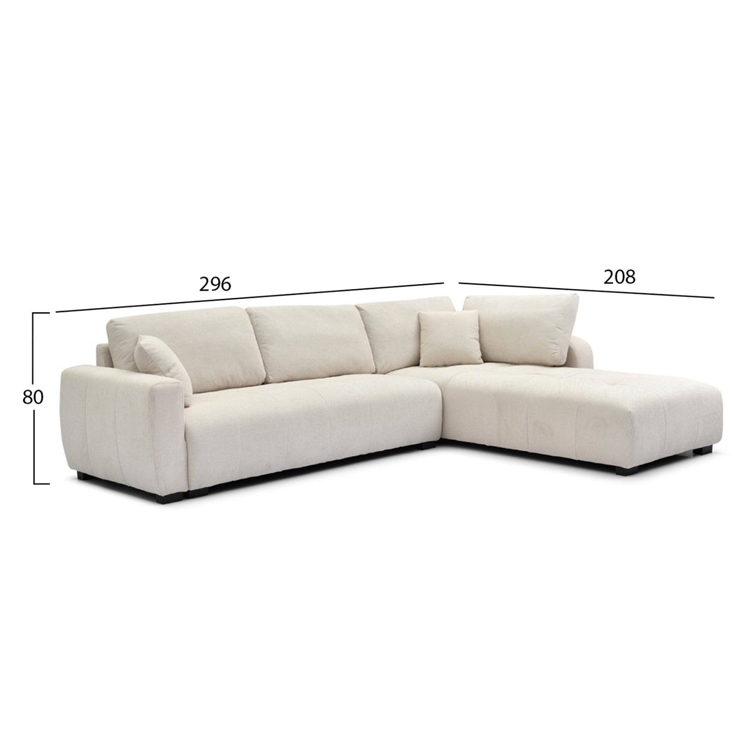 Corner Sofa Reversible Medel Hm3288.02 Ecru P.e. Fabric 296x208x80hcm.