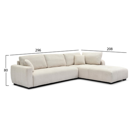 Corner Sofa Reversible Medel Hm3288.02 Ecru P.e. Fabric 296x208x80hcm.