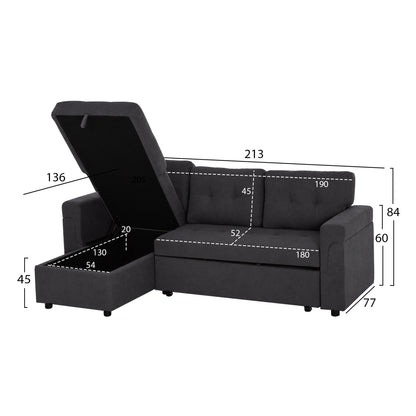 Corner Sofa-bed Reversible Sal Hm3310.11 Dark Grey Fabric 213x136x84hcm