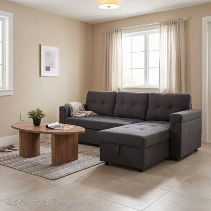 Corner Sofa-bed Reversible Sal Dark Grey - 213x136xH84cm