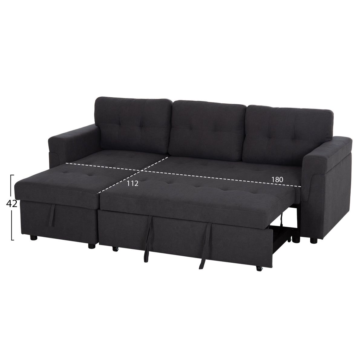 Corner Sofa-bed Reversible Sal Hm3310.11 Dark Grey Fabric 213x136x84hcm