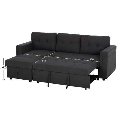Corner Sofa-bed Reversible Sal Hm3310.11 Dark Grey Fabric 213x136x84hcm