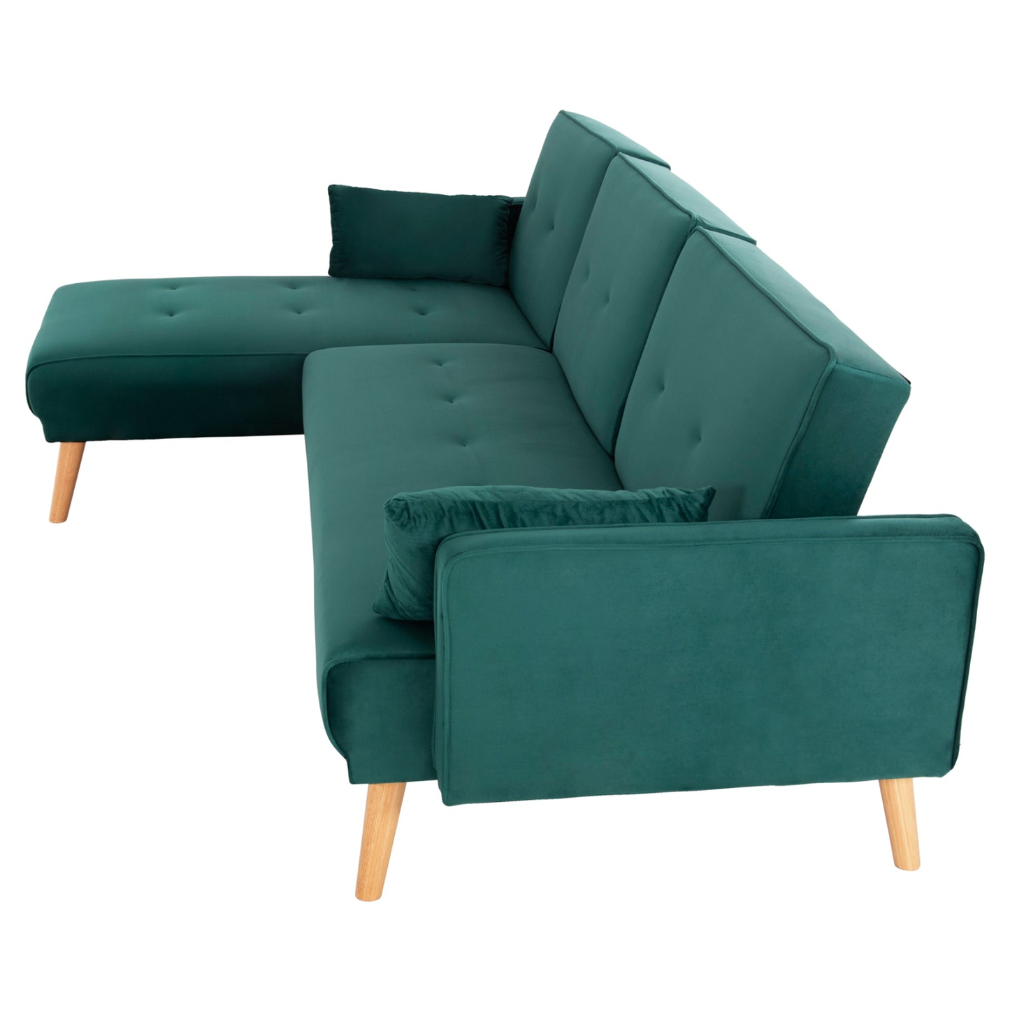 Corner Sofa-bed Reversible Panthea Hm3127.13 Cypress Green Velvet 260x155x86hcm.
