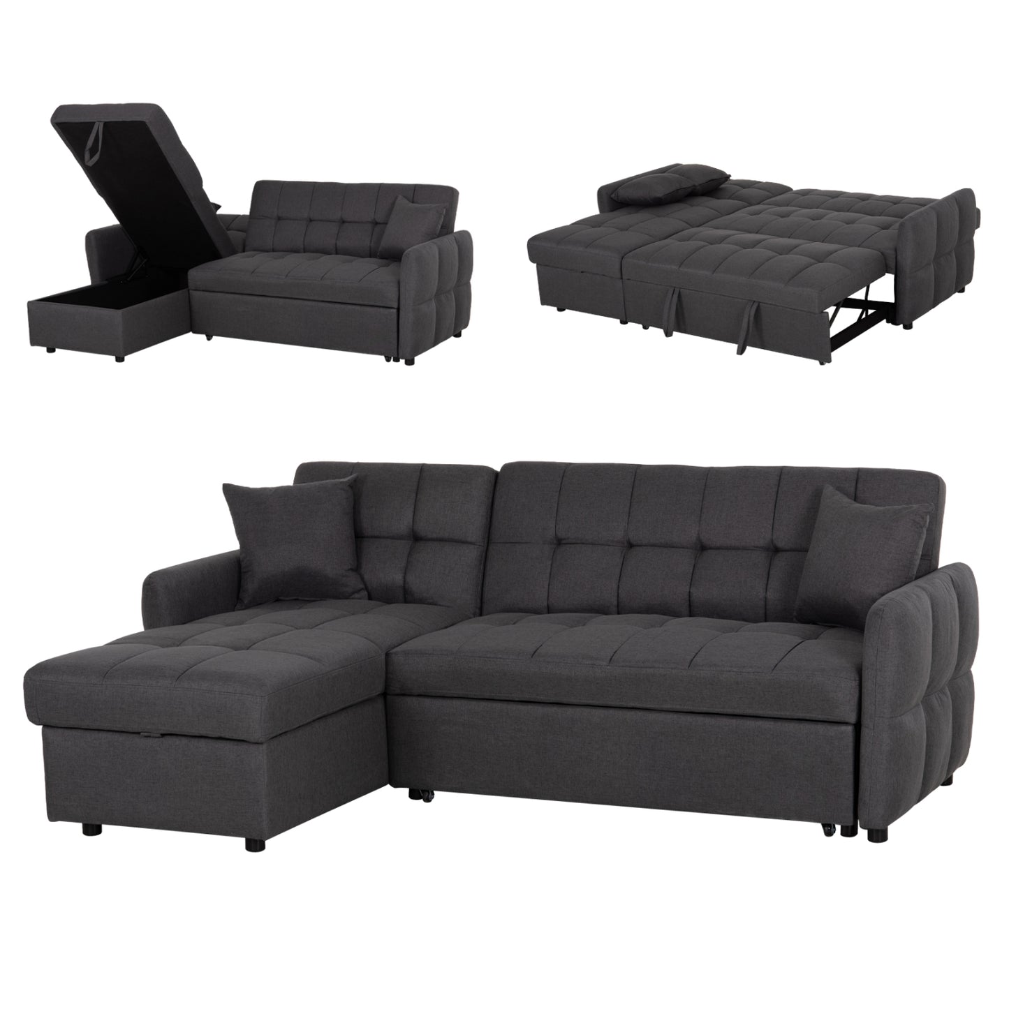 Corner Sofabed Reversible Nezu Hm3294.01 Grey Fabric 210x140x78hcm.