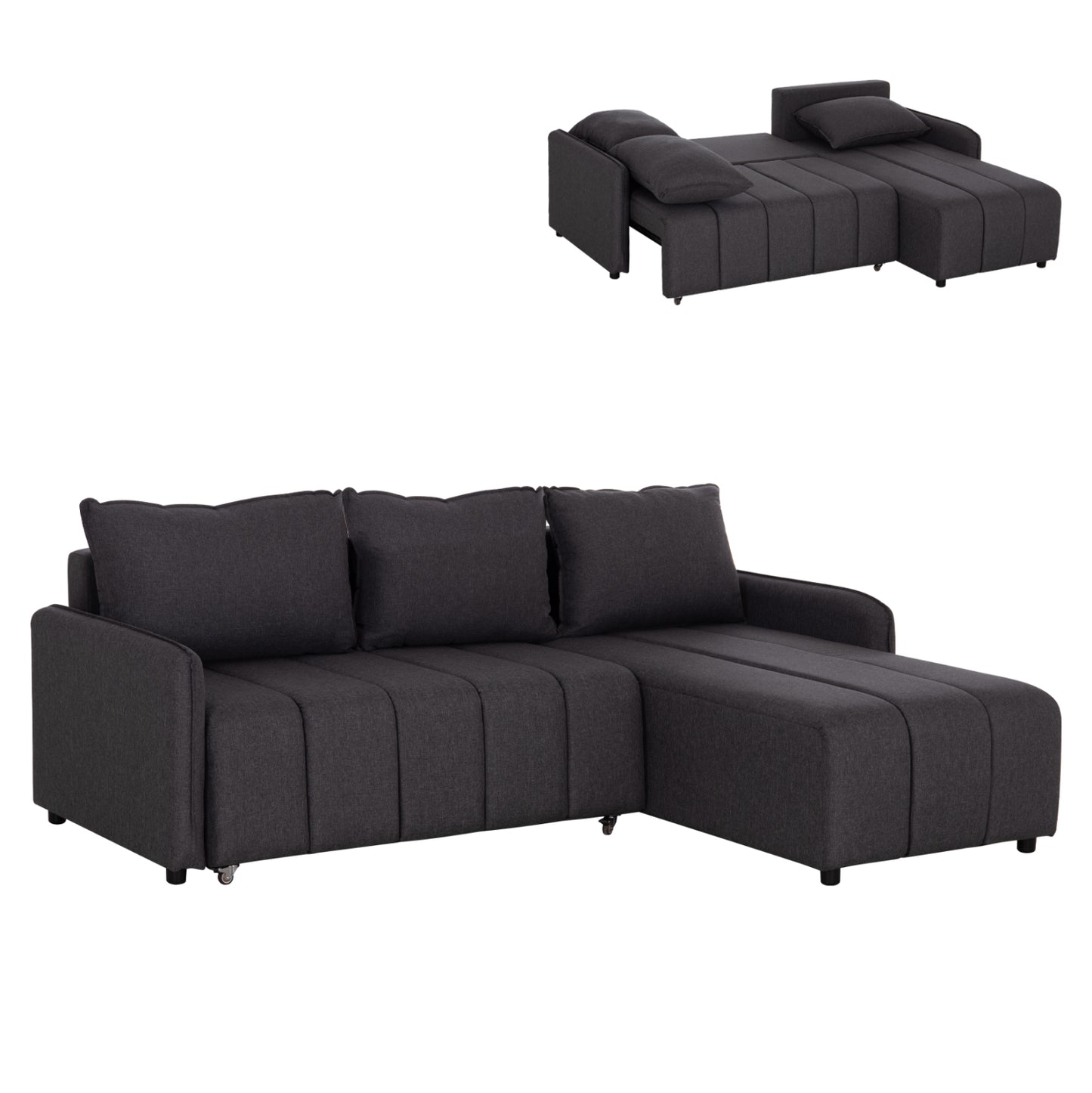 Reversible Corner Sofa-bed Fredi Hm3312.01 Grey Fabric 220x167x85hcm.