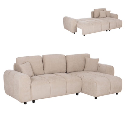 Corner Sofabed Reversible Gert Hm3349.02 Beige Chenille Fabric 253x142x85hcm.