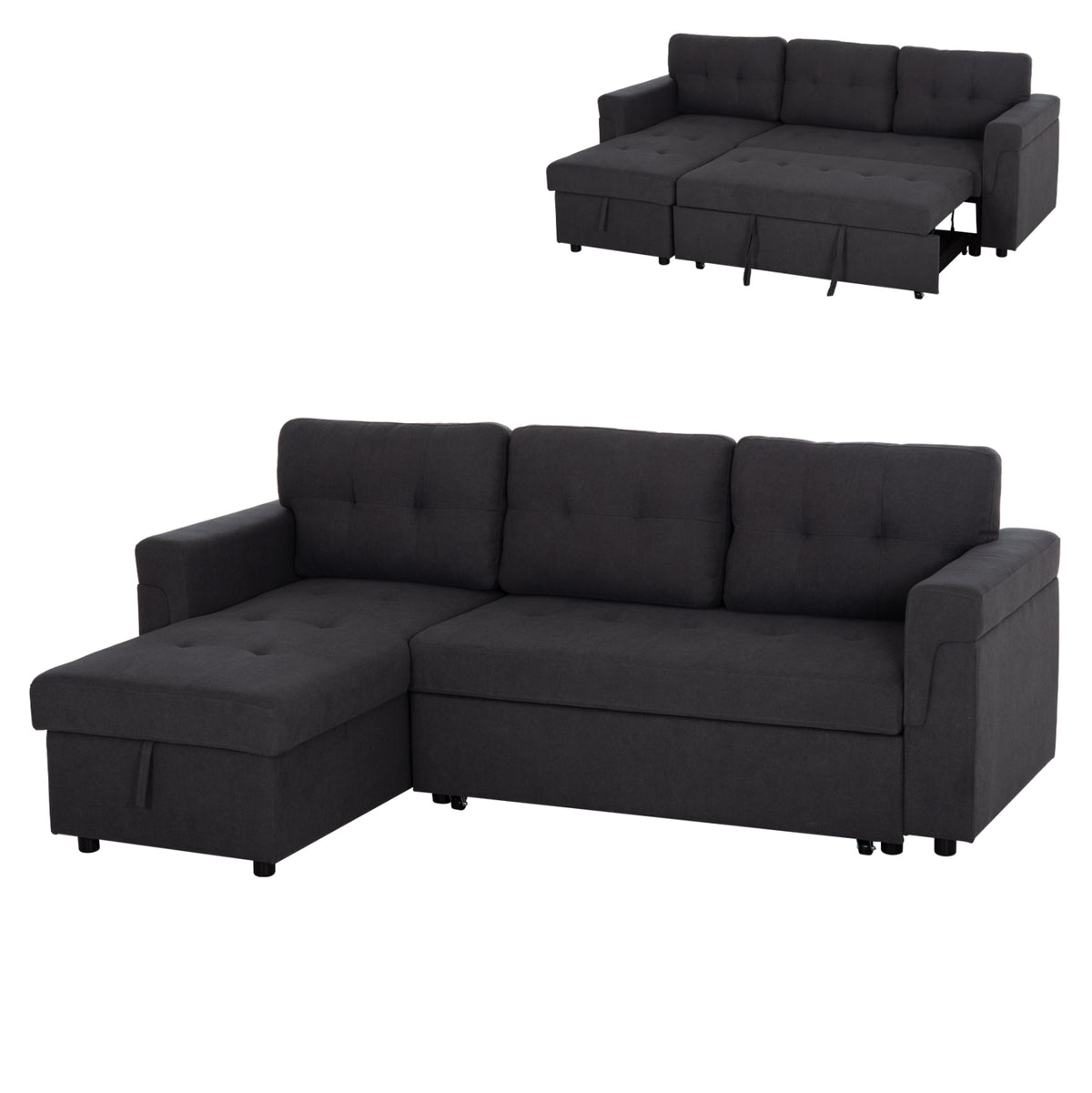 Corner Sofa-bed Reversible Sal Hm3310.11 Dark Grey Fabric 213x136x84hcm