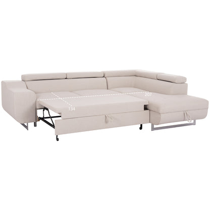 Corner Sofa-bed With Storage Space Encore Hm3301.03r Beige Fabric 285x205x90hcm.