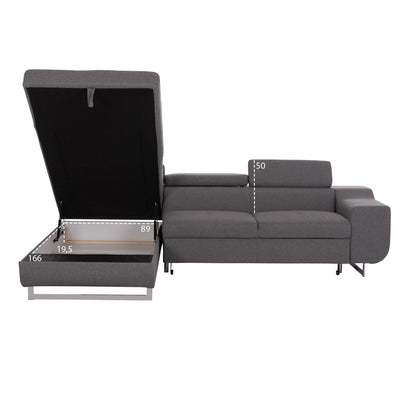Corner Sofa-bed With Storage Space Encore Hm3301.01l Grey Fabric 285x205x90hcm.