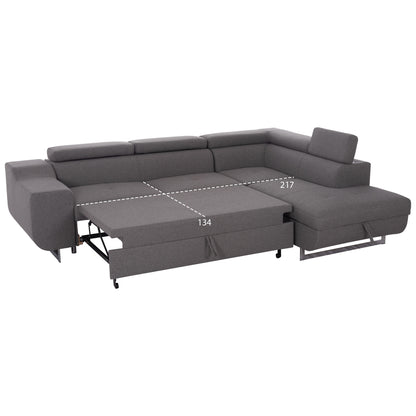 Corner Sofa-bed With Storage Space Encore Hm3301.01r Grey Fabric 285x205x90hcm.